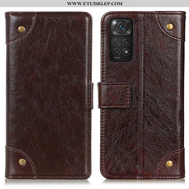 Etui Na Telefon Pokrowce do Xiaomi Redmi Note 11 / 11S Nity W Stylu Vintage Ze Skóry Nappa